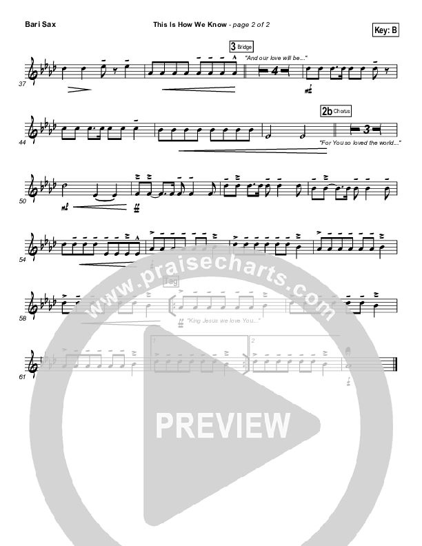 This Is How We Know Bari Sax (Matt Redman)