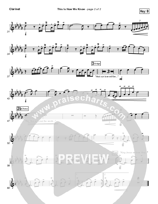 This Is How We Know Clarinet (Matt Redman)