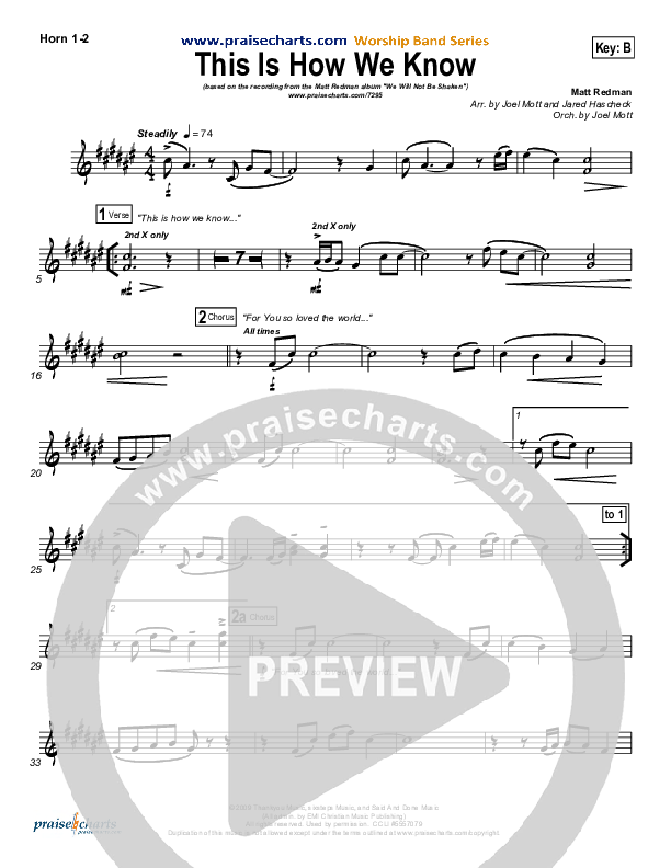 This Is How We Know Brass Pack (Matt Redman)