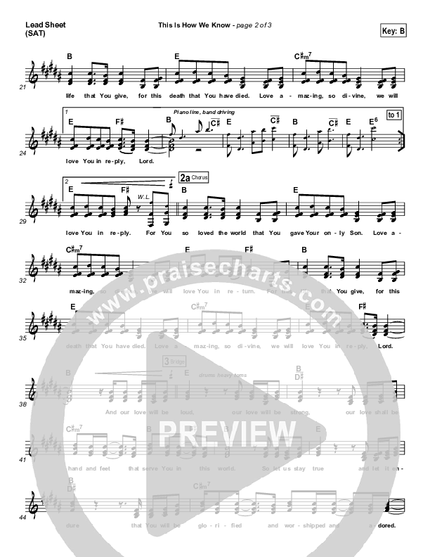 This Is How We Know Lead Sheet (SAT) (Matt Redman)