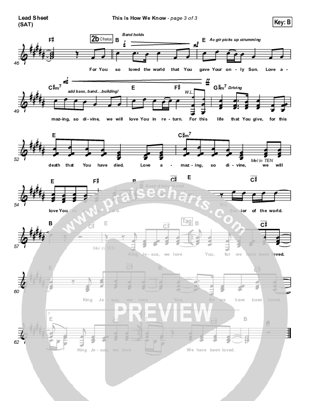 This Is How We Know Lead Sheet (SAT) (Matt Redman)