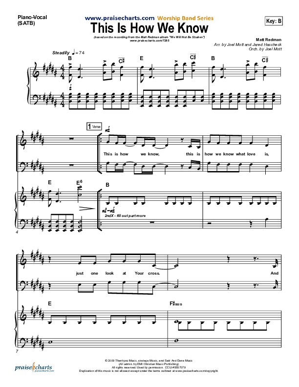 This Is How We Know Piano/Vocal (Matt Redman)