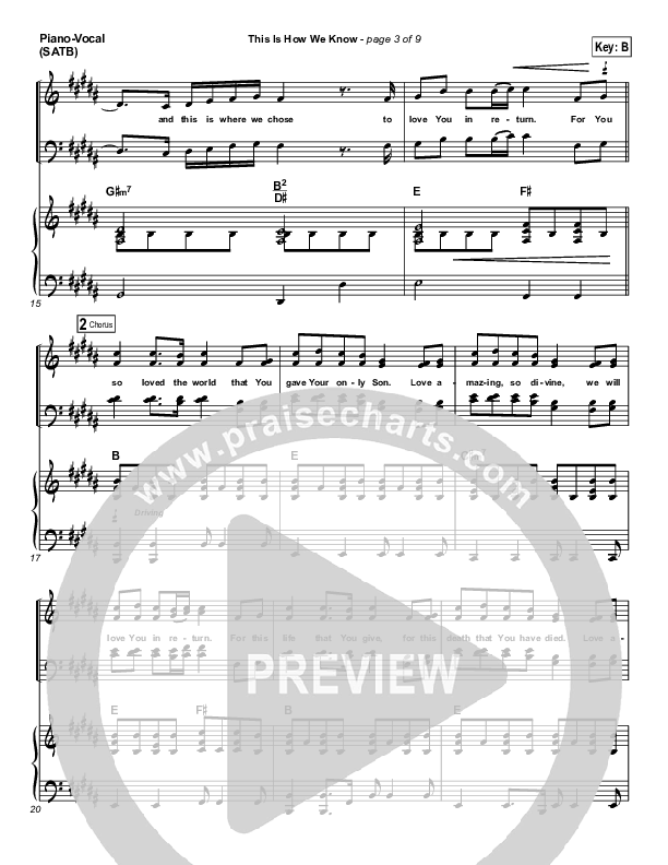 This Is How We Know Piano/Vocal (SATB) (Matt Redman)