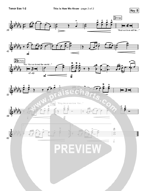 This Is How We Know Tenor Sax 1/2 (Matt Redman)