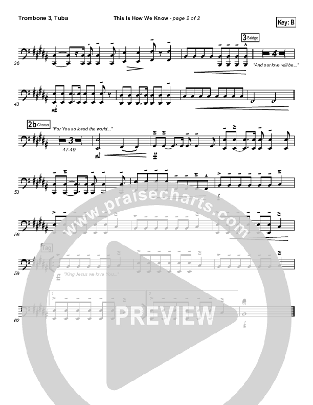 This Is How We Know Trombone 3/Tuba (Matt Redman)