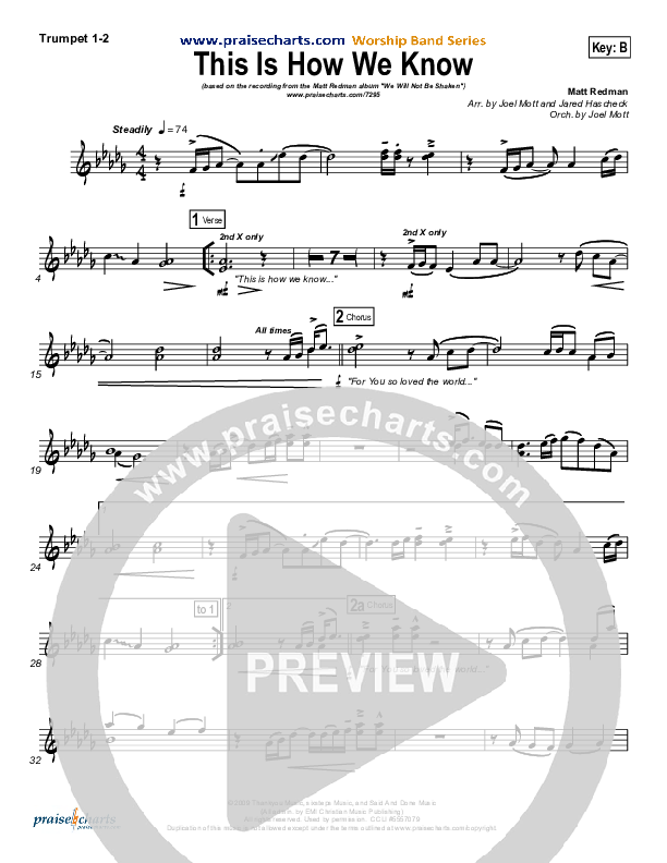 This Is How We Know Trumpet 1,2 (Matt Redman)