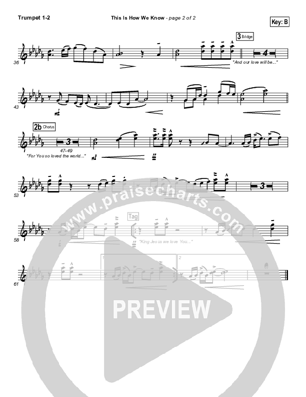 This Is How We Know Trumpet 1,2 (Matt Redman)