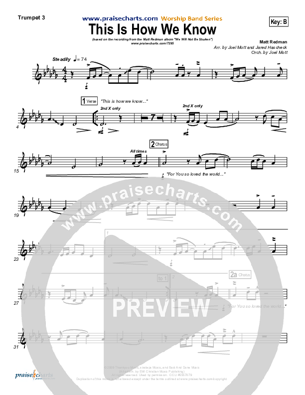 This Is How We Know Trumpet 3 (Matt Redman)