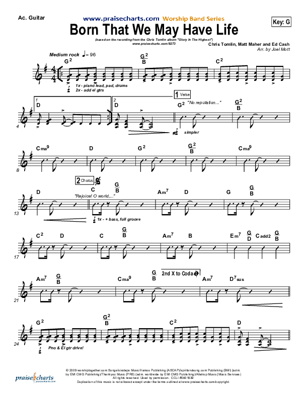 Born That We May Have Life Acoustic Guitar (Chris Tomlin)