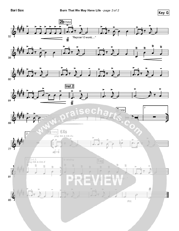 Born That We May Have Life Bari Sax (Chris Tomlin)