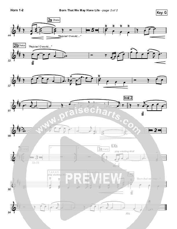 Born That We May Have Life French Horn 1/2 (Chris Tomlin)