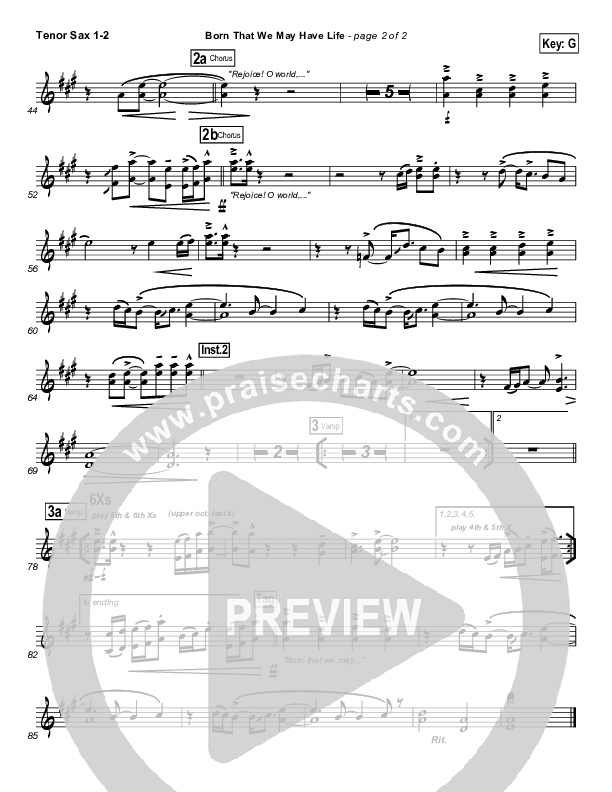 Born That We May Have Life Tenor Sax 1/2 (Chris Tomlin)