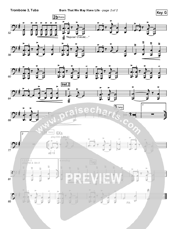Born That We May Have Life Trombone 3/Tuba (Chris Tomlin)