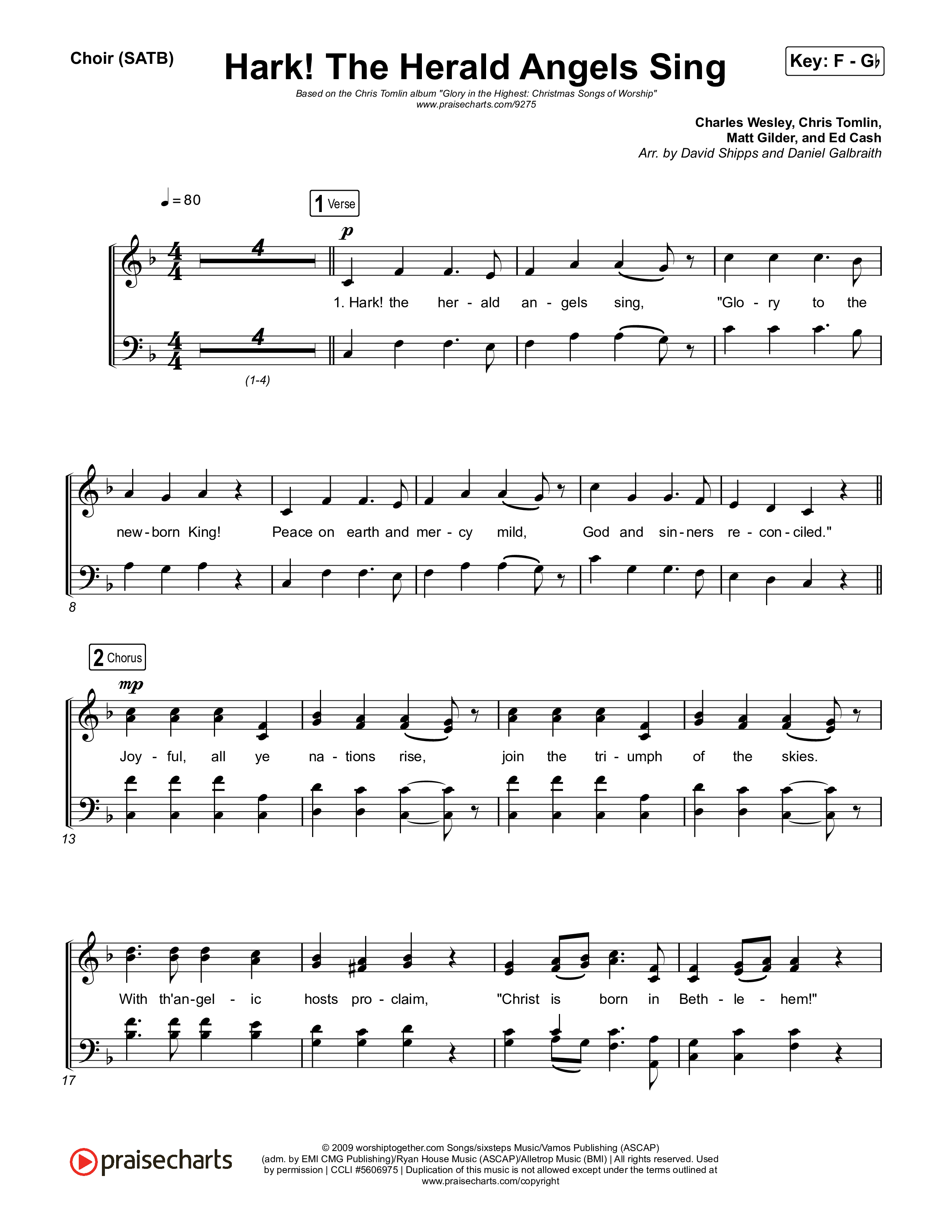 Hark The Herald Angels Sing Choir Sheet (SATB) (Chris Tomlin)
