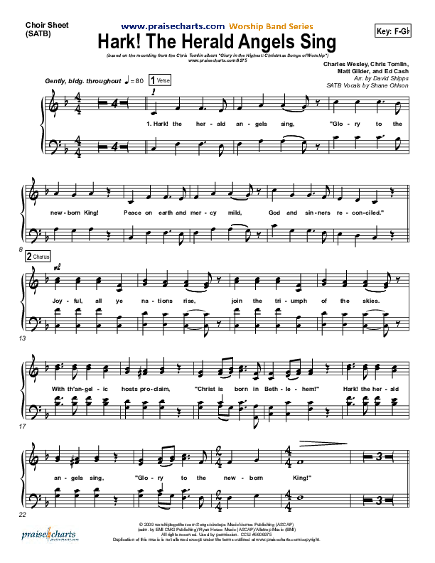 Hark The Herald Angels Sing Choir Vocals (SATB) (Chris Tomlin)