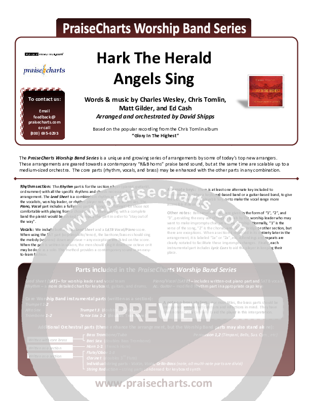 Hark The Herald Angels Sing Cover Sheet (Chris Tomlin)