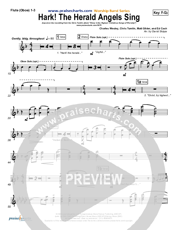 Hark The Herald Angels Sing Flute/Oboe 1/2/3 (Chris Tomlin)