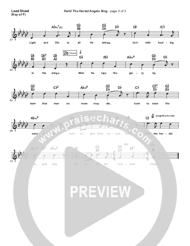 Hark The Herald Angels Sing Lead Sheet (Melody) (Chris Tomlin)