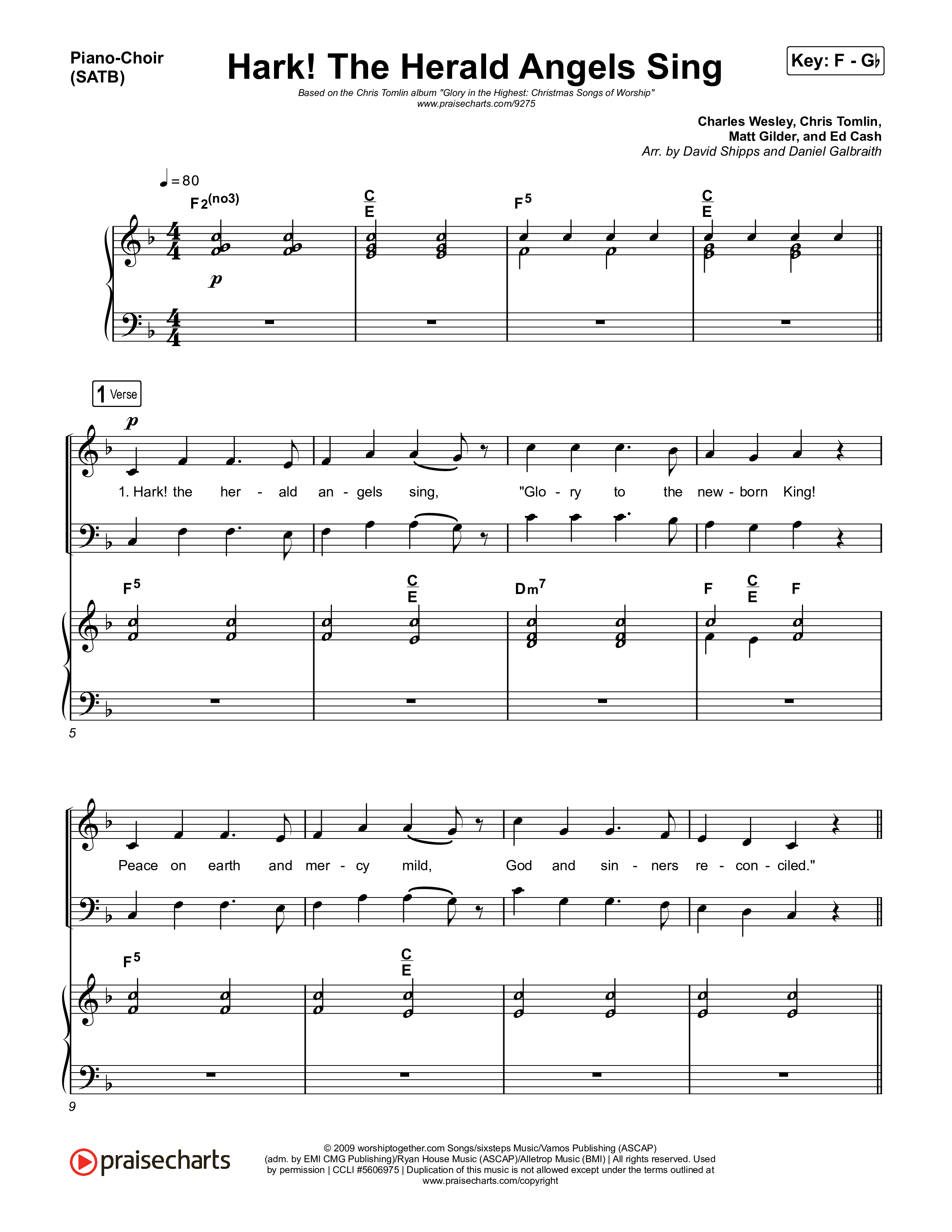 Hark The Herald Angels Sing Piano/Choir (SATB) (Chris Tomlin)