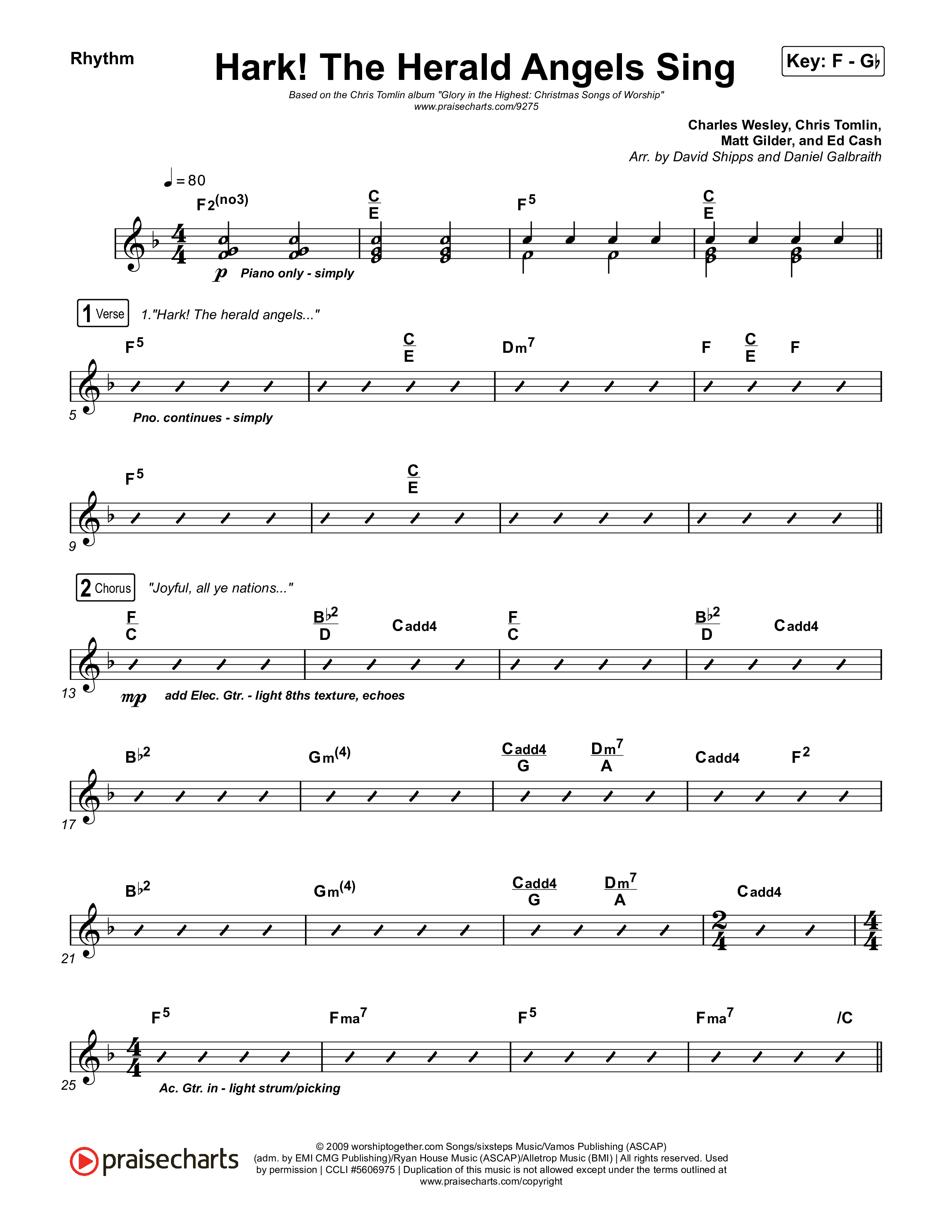 Hark The Herald Angels Sing Rhythm Chart (Chris Tomlin)