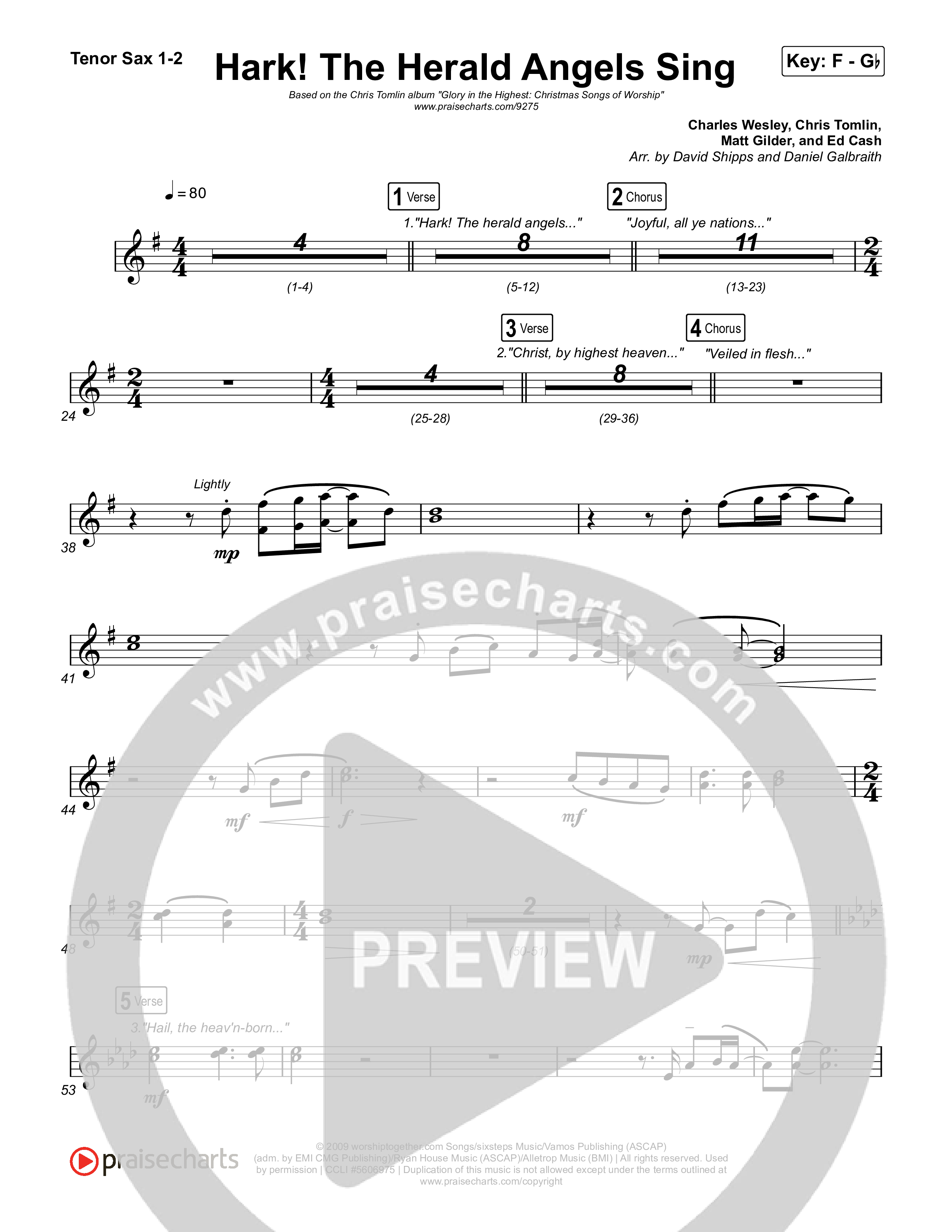 Hark The Herald Angels Sing Tenor Sax 1/2 (Chris Tomlin)