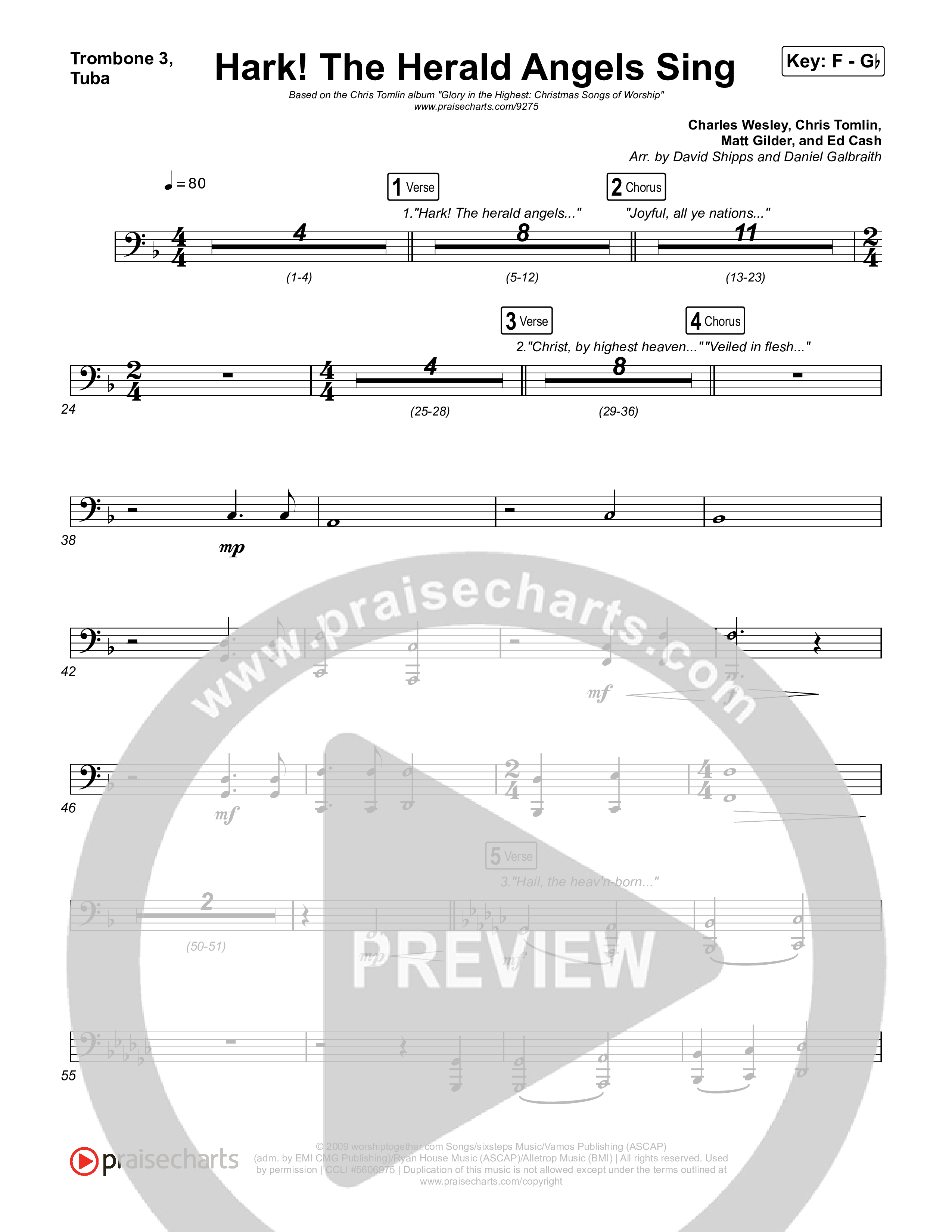 Hark The Herald Angels Sing Trombone 3/Tuba (Chris Tomlin)