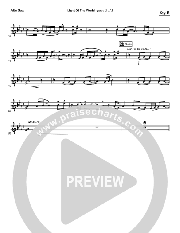 Light Of The World Alto Sax (Chris Tomlin)
