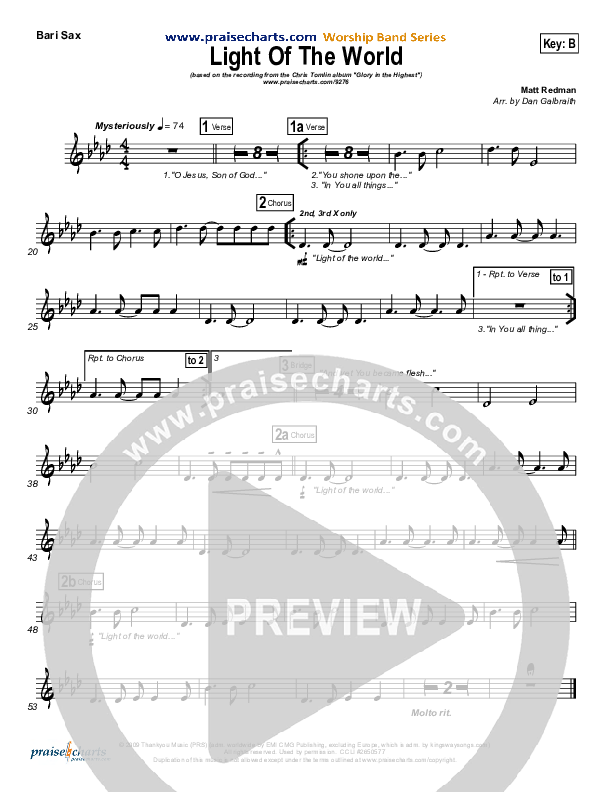 Light Of The World Bari Sax (Chris Tomlin)