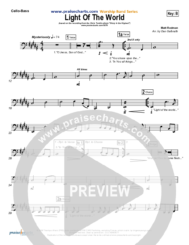 Light Of The World Cello/Bass (Chris Tomlin)