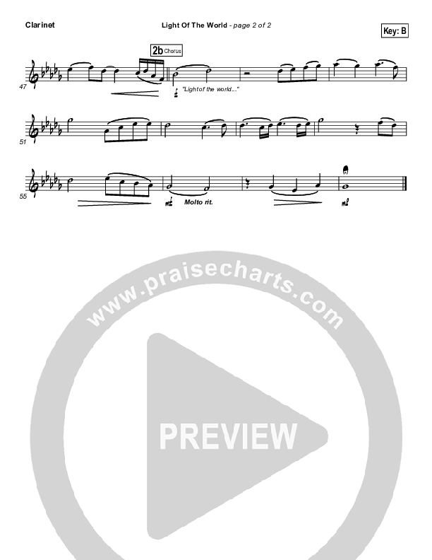 Light Of The World Clarinet (Chris Tomlin)