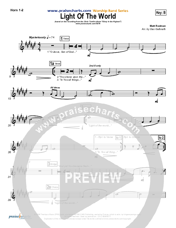 Light Of The World French Horn 1/2 (Chris Tomlin)