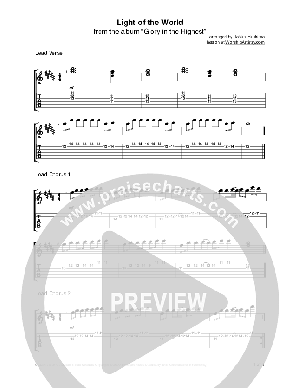 Light Of The World Guitar Tab (Chris Tomlin)