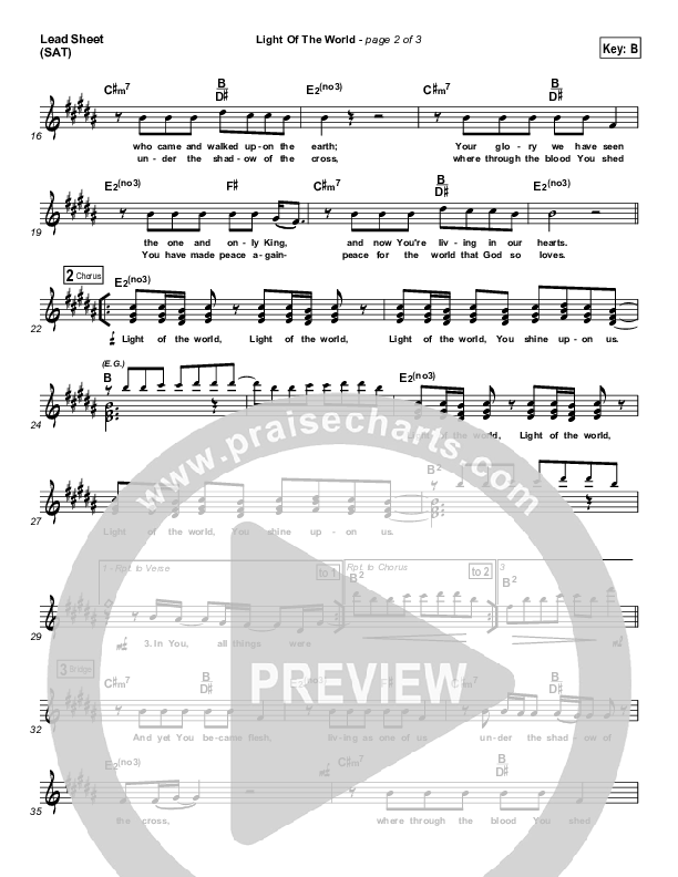 Light Of The World Lead Sheet (SAT) (Chris Tomlin)