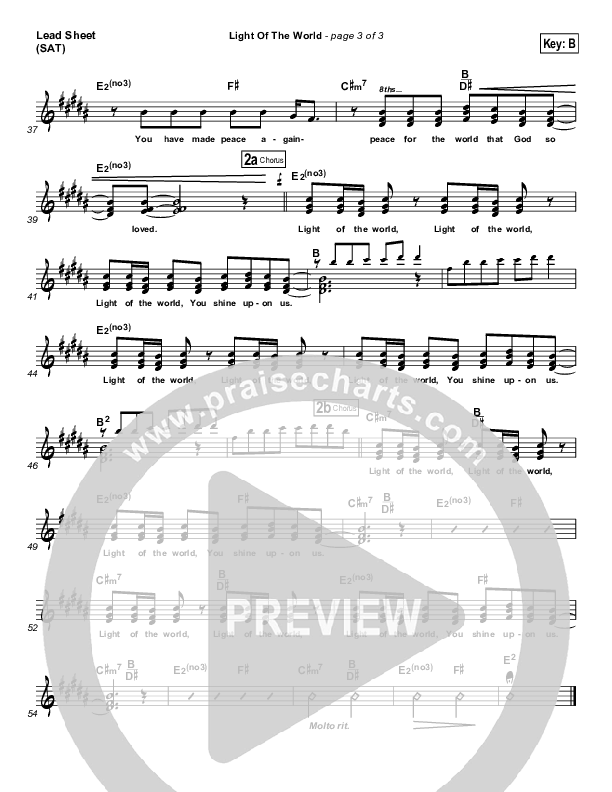Light Of The World Lead Sheet (SAT) (Chris Tomlin)