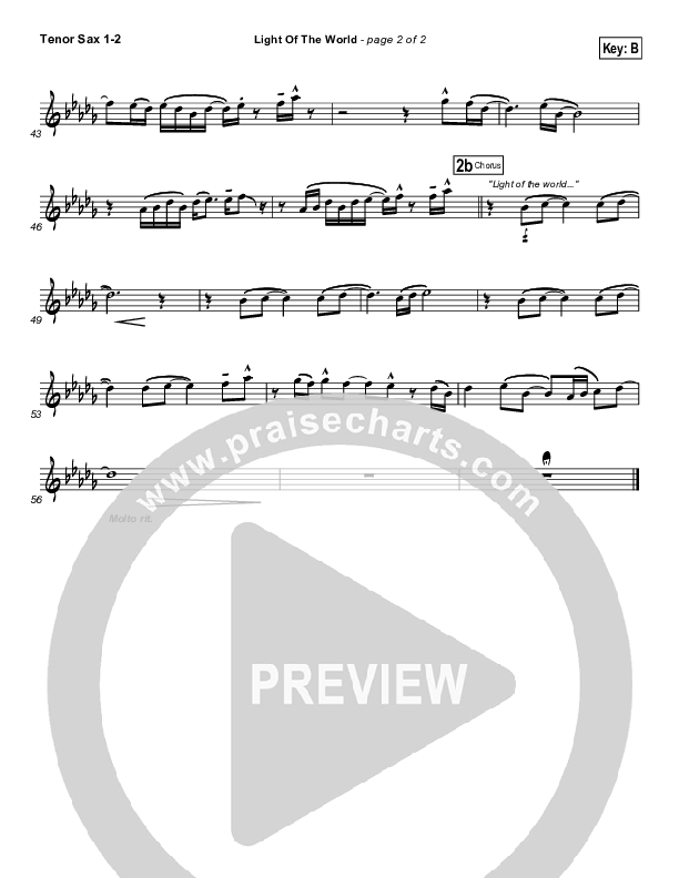 Light Of The World Tenor Sax 1/2 (Chris Tomlin)