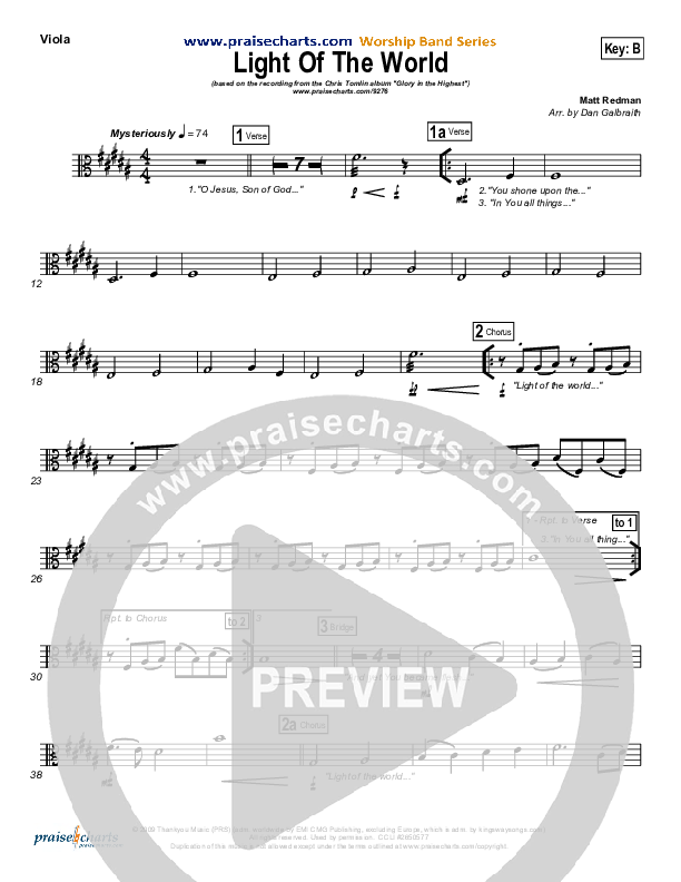 Light Of The World Viola (Chris Tomlin)