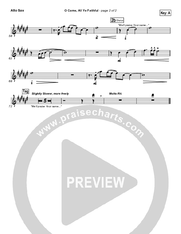 O Come All Ye Faithful Alto Sax (Chris Tomlin)