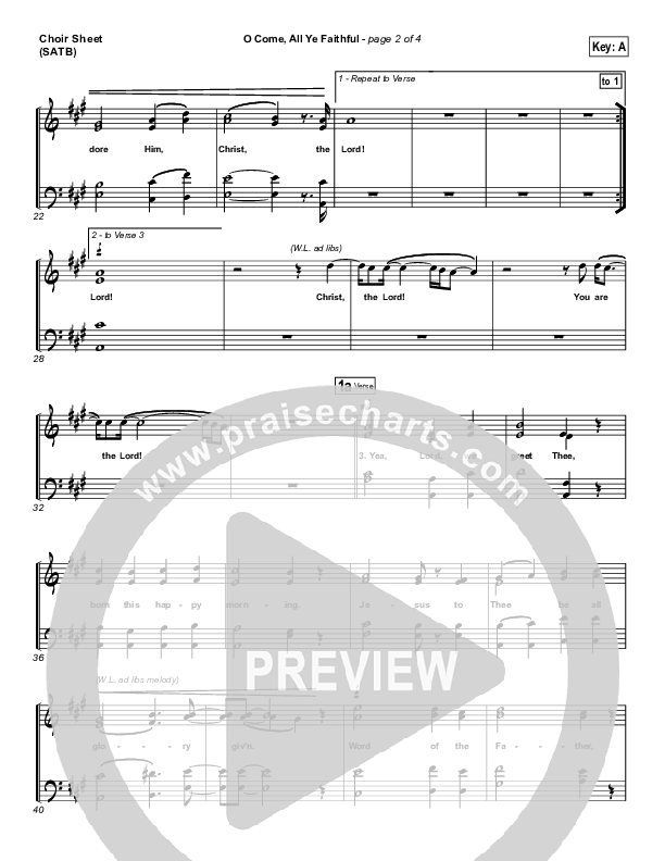 O Come All Ye Faithful Choir Sheet (SATB) (Chris Tomlin)