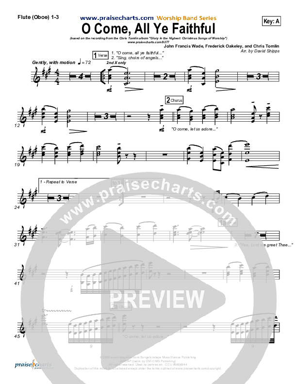 O Come All Ye Faithful Flute/Oboe 1/2/3 (Chris Tomlin)