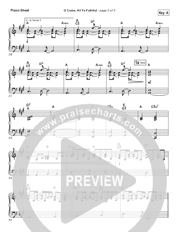 O Come All Ye Faithful Piano Sheet (Chris Tomlin)