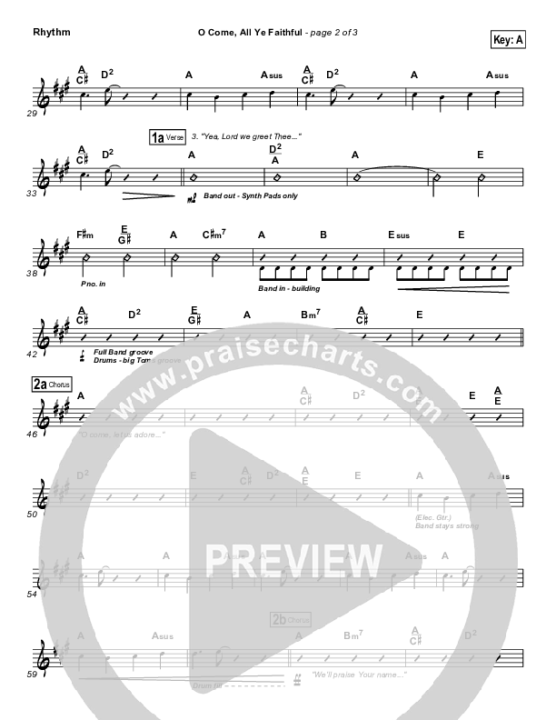 O Come All Ye Faithful Rhythm Chart (Chris Tomlin)