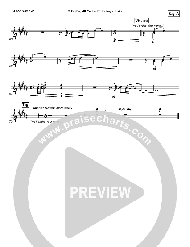 O Come All Ye Faithful Tenor Sax 1/2 (Chris Tomlin)