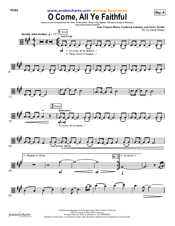 O Come All Ye Faithful Viola (Chris Tomlin)