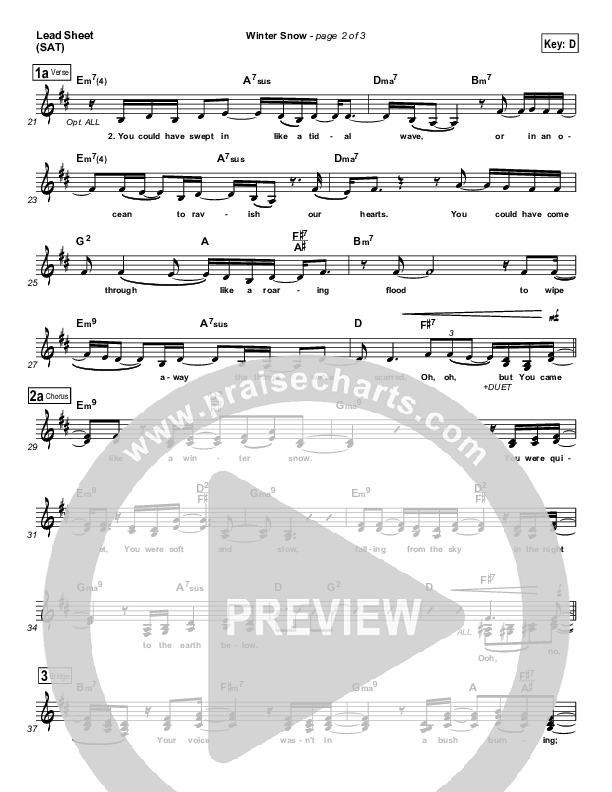 Winter Snow Lead Sheet (SAT) (Audrey Assad / Chris Tomlin)