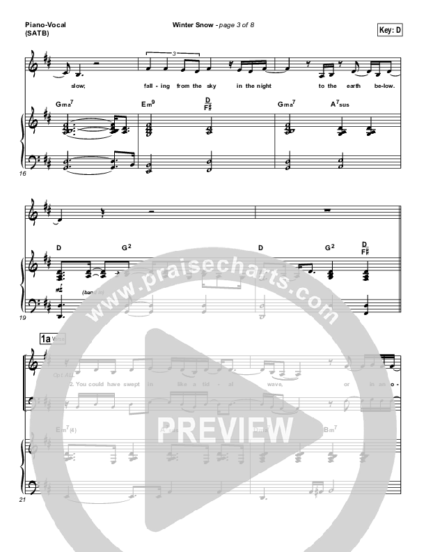 Winter Snow Piano/Vocal (SATB) (Audrey Assad / Chris Tomlin)