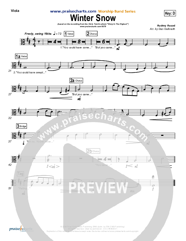 Winter Snow Viola Sheet Music PDF (Audrey Assad / Chris Tomlin