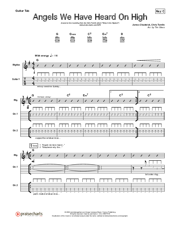 Angels We Have Heard On High Guitar Tab (Chris Tomlin)