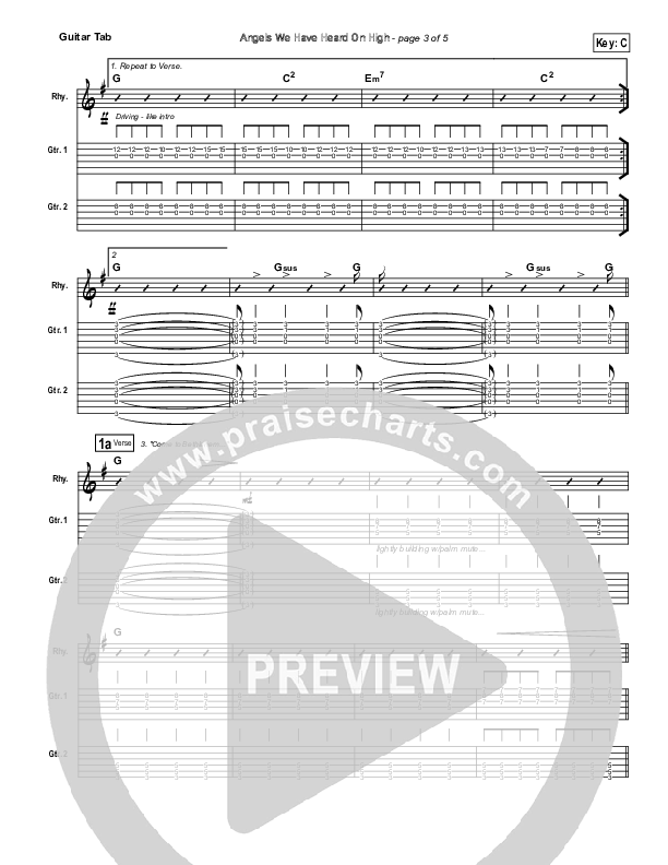 Angels We Have Heard On High Guitar Tab (Chris Tomlin)