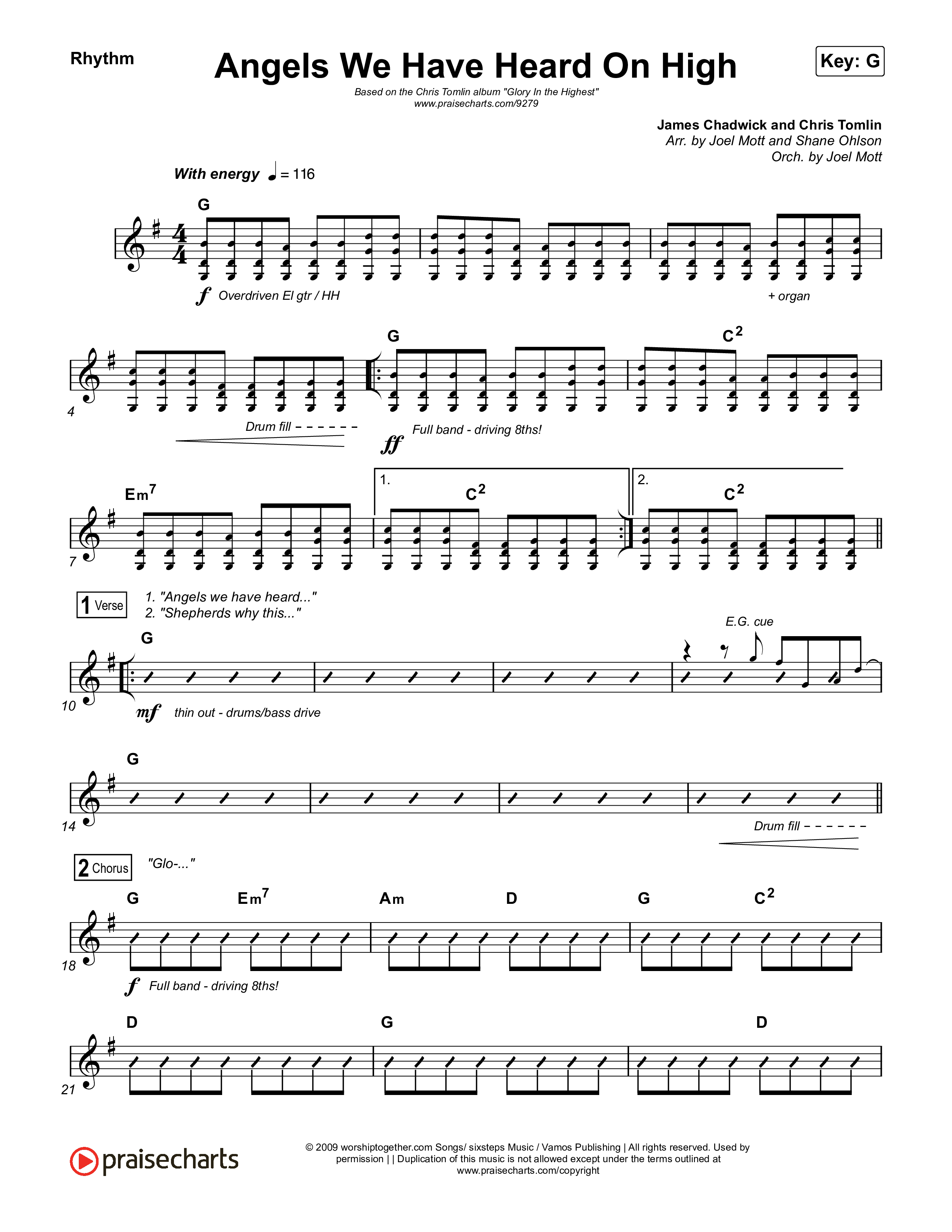 Angels We Have Heard On High Rhythm Chart (Chris Tomlin)