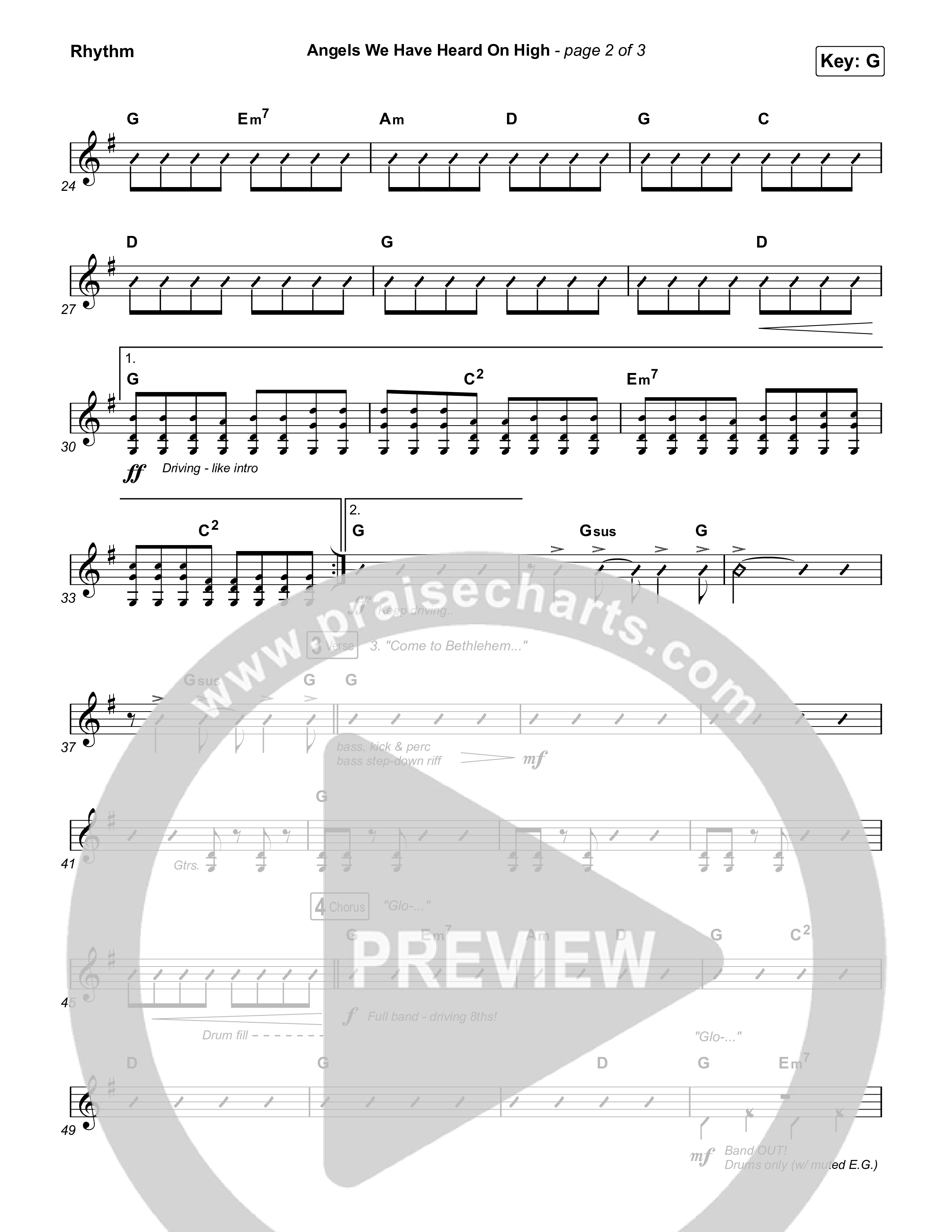 Angels We Have Heard On High Rhythm Chart (Chris Tomlin)